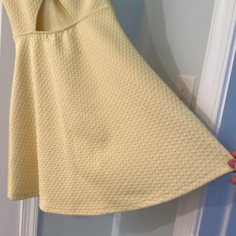 Frenchi(R) 'Spring Dot' Cutout Back Skater Dress (Juniors) YELLOW SOFT